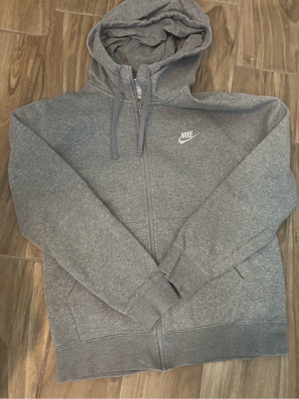Nike Grey Zip-Up Hooded Sweatshirt